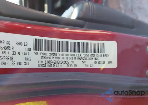 2011 Jeep Grand Cherokee Laredo z USA, uszkodzony, nr VIN 1J4RR4GGXBC542435